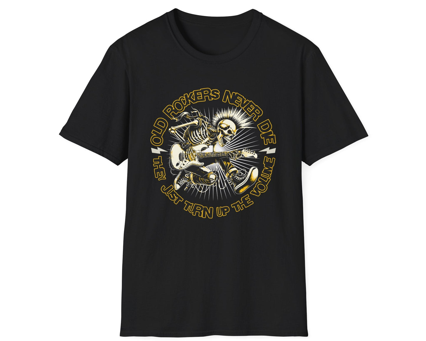 Old Rockers Never Die Tee - Front Graphic - Gildan Softstyle