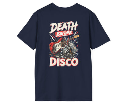 Death Before Disco Tee - Back + Pocket-style Design - Gildan Softstyle