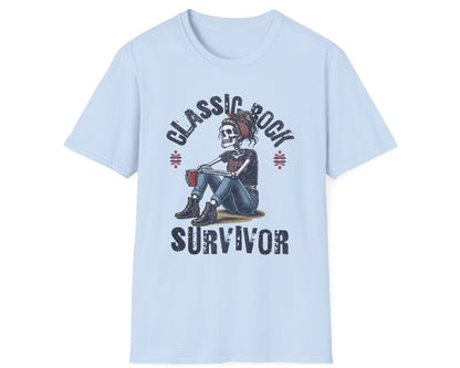 Classic Rock Survivor Skeleton Tee - Front Graphic - Gildan Softstyle