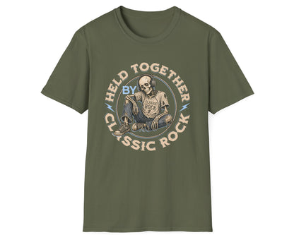 Held Together by Classic Rock Tee - Front Design - Gildan Softstyle