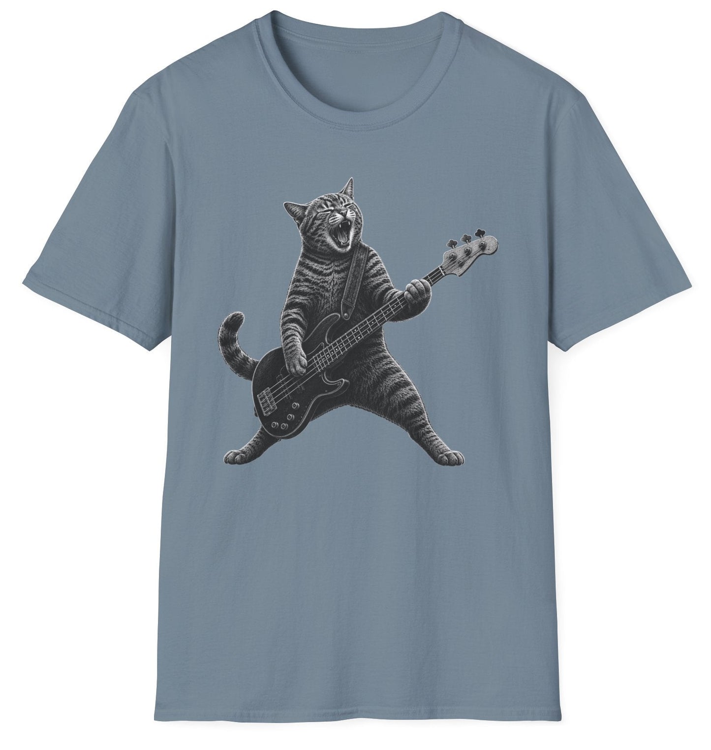 Rock Cat Bassist Tee - Gildan Softstyle