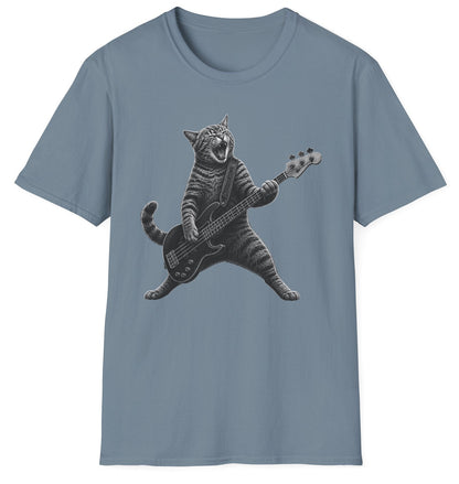 Rock Cat Bassist Tee - Gildan Softstyle