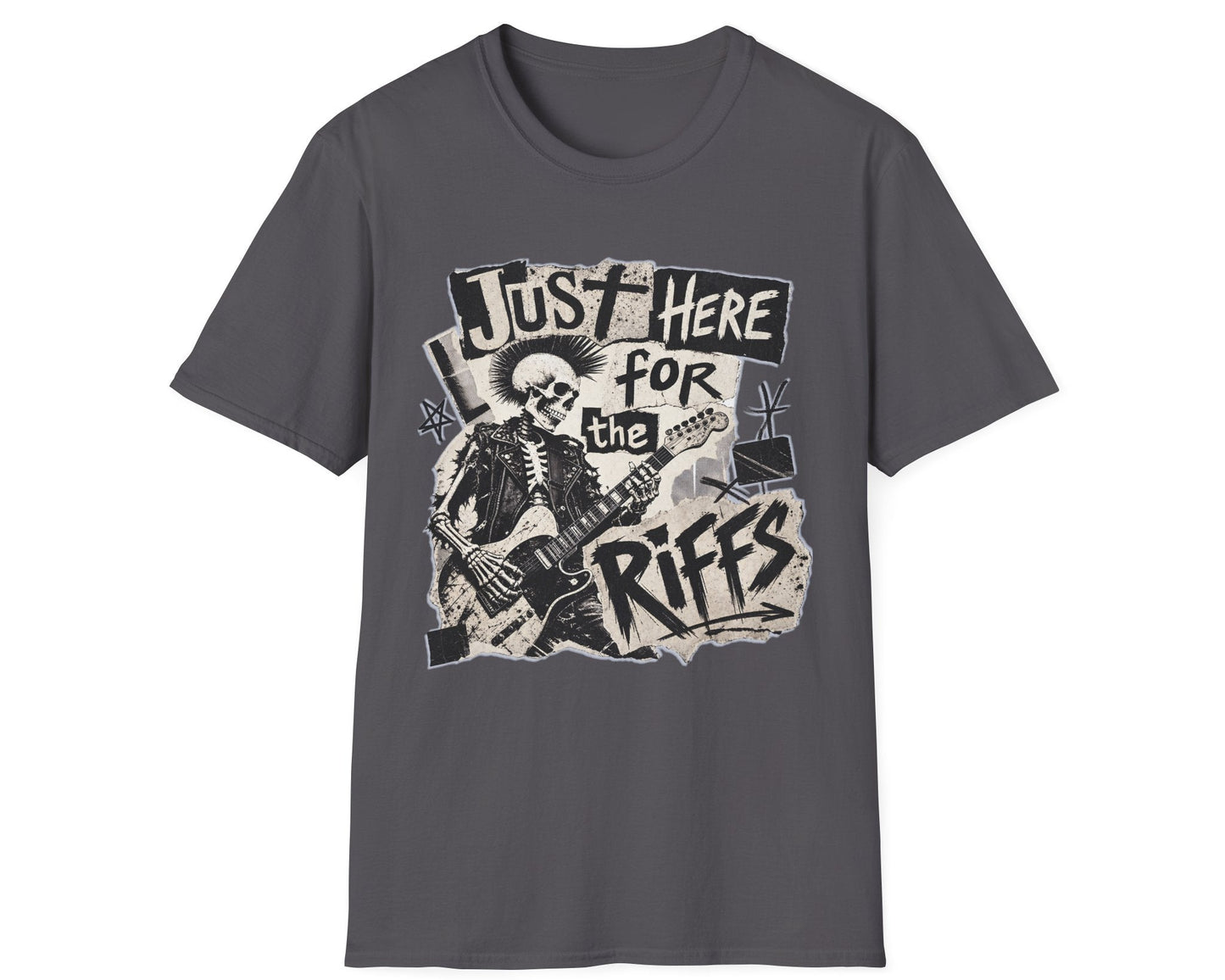 Just Riffs Skeleton Tee - Front Graphic - Gildan Softstyle