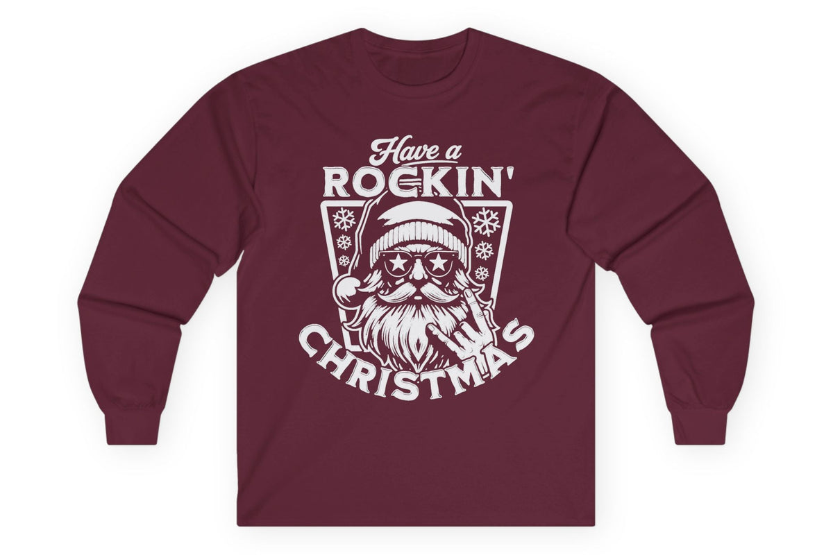Rockin' Santa Long Sleeve Tee - Gildan Ultra