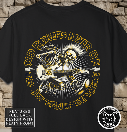 Old Rockers Never Die Skeleton Tee | Back Graphic