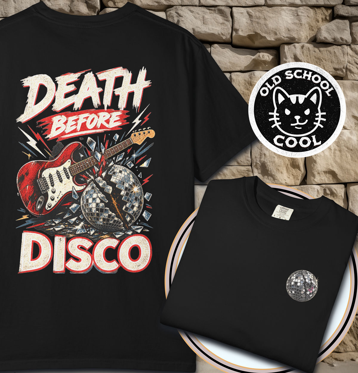 Death Before Disco Tee - Back + Pocket-style Design