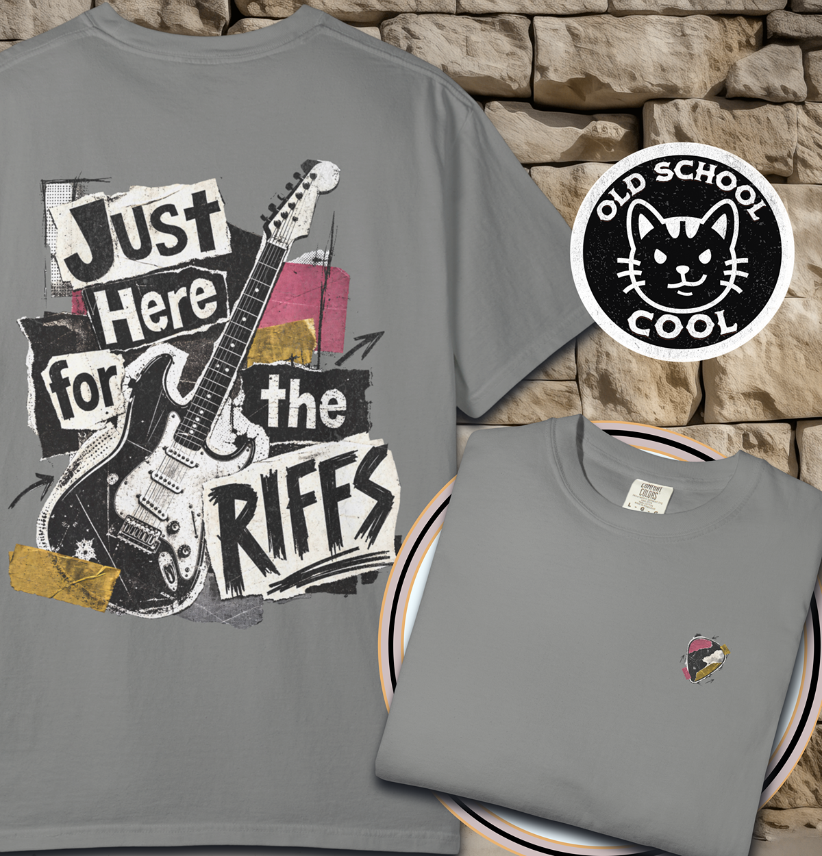 Just Here for Riffs Tee - Back + Pocket-style Design