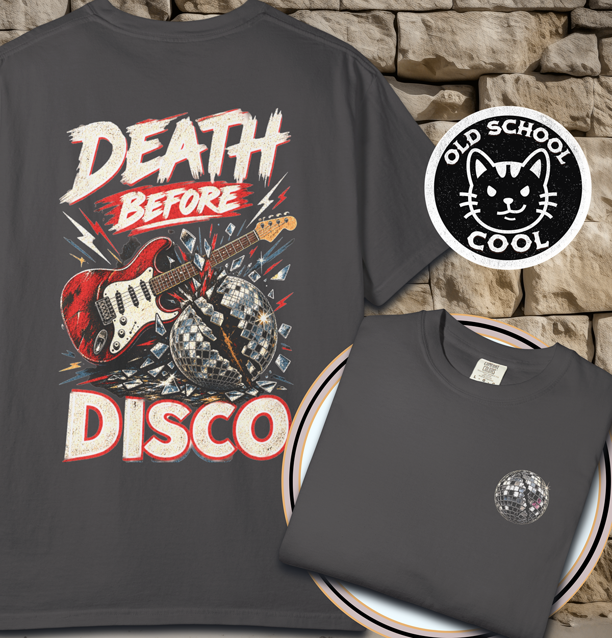 Death Before Disco Tee - Back + Pocket-style Design