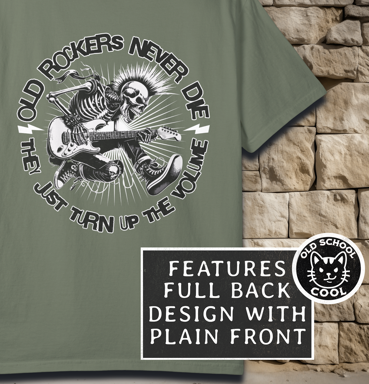 Old Rockers Never Die Tee | Back Graphic