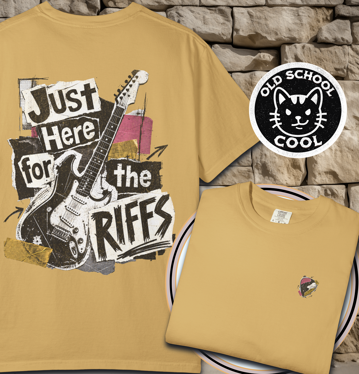 Just Here for Riffs Tee - Back + Pocket-style Design