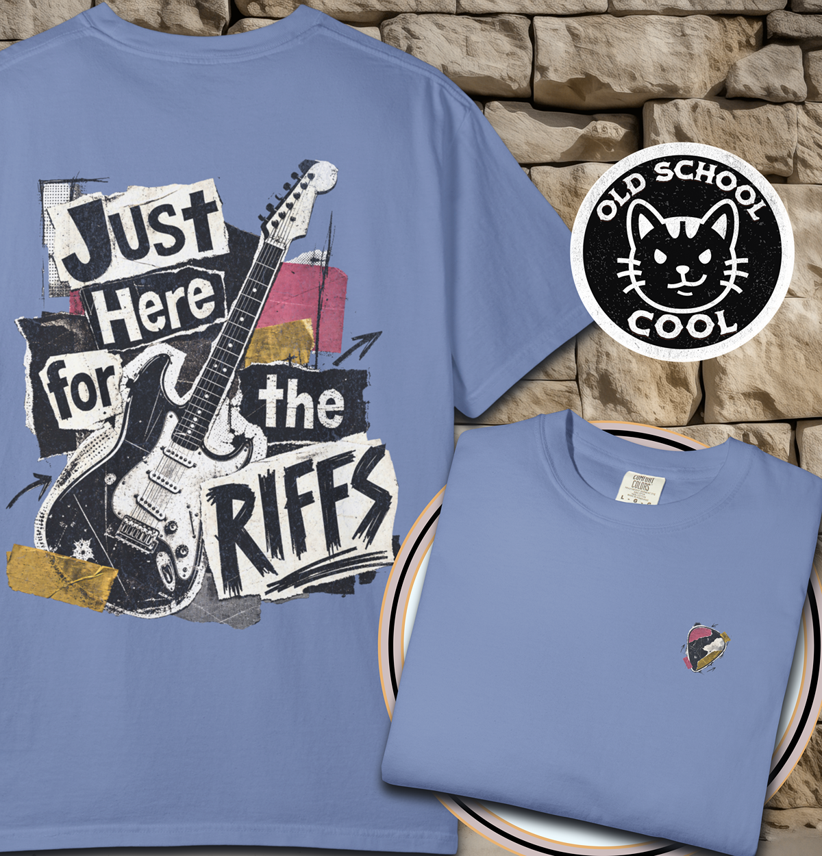Just Here for Riffs Tee - Back + Pocket-style Design