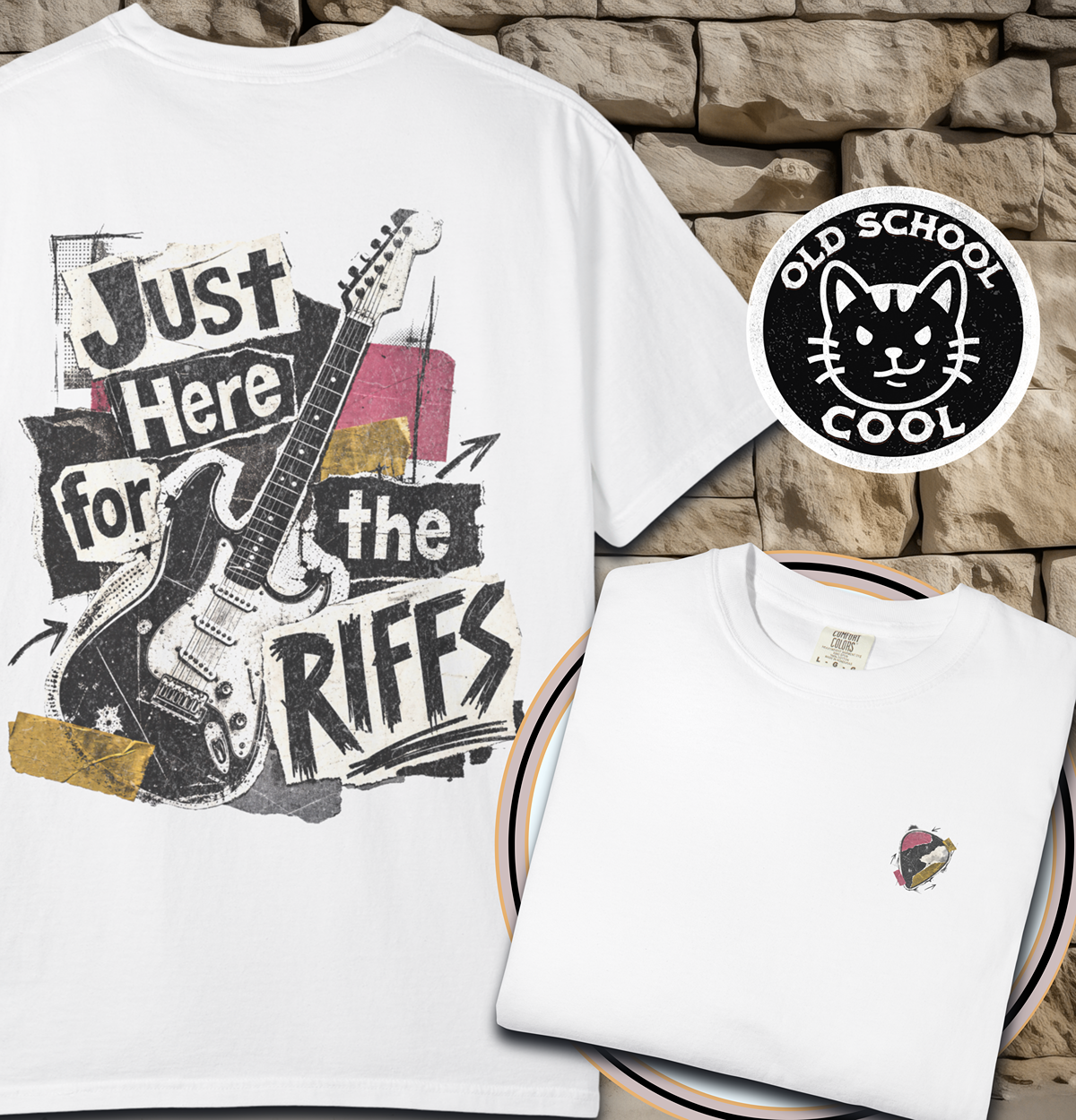 Just Here for Riffs Tee - Back + Pocket-style Design