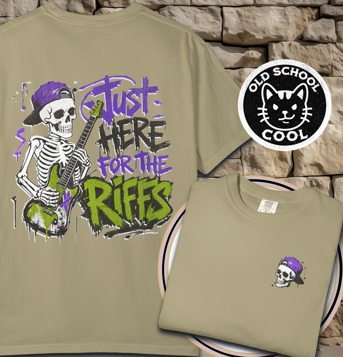 Skeleton Riffs Tee - Back + Pocket-style Design