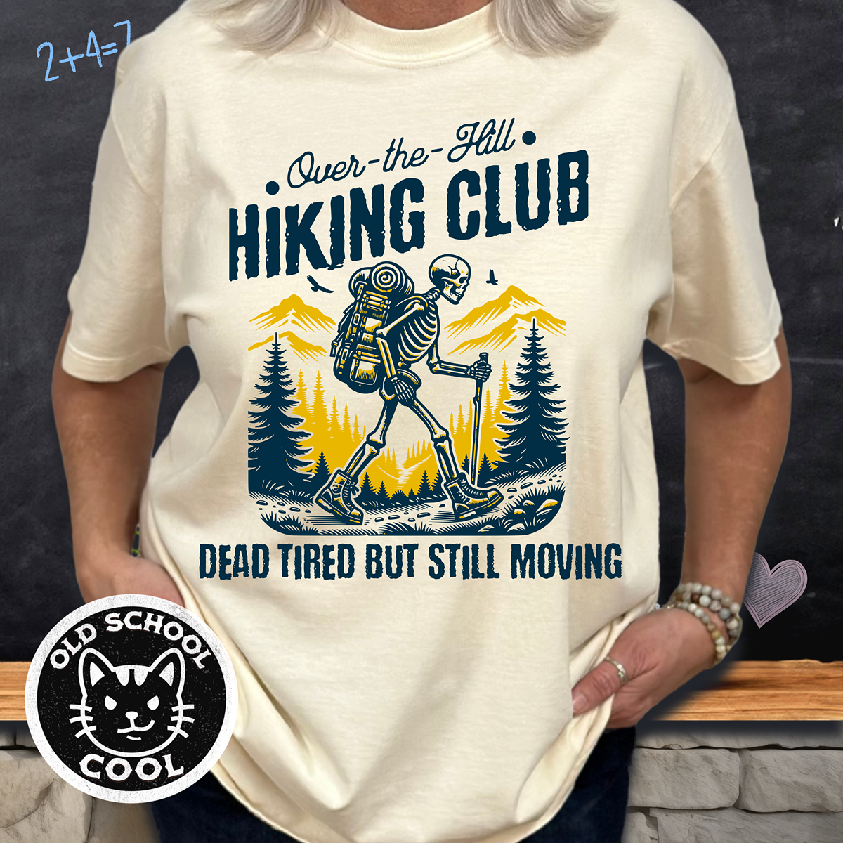 Over the Hill Hiking Club Skeleton Tee