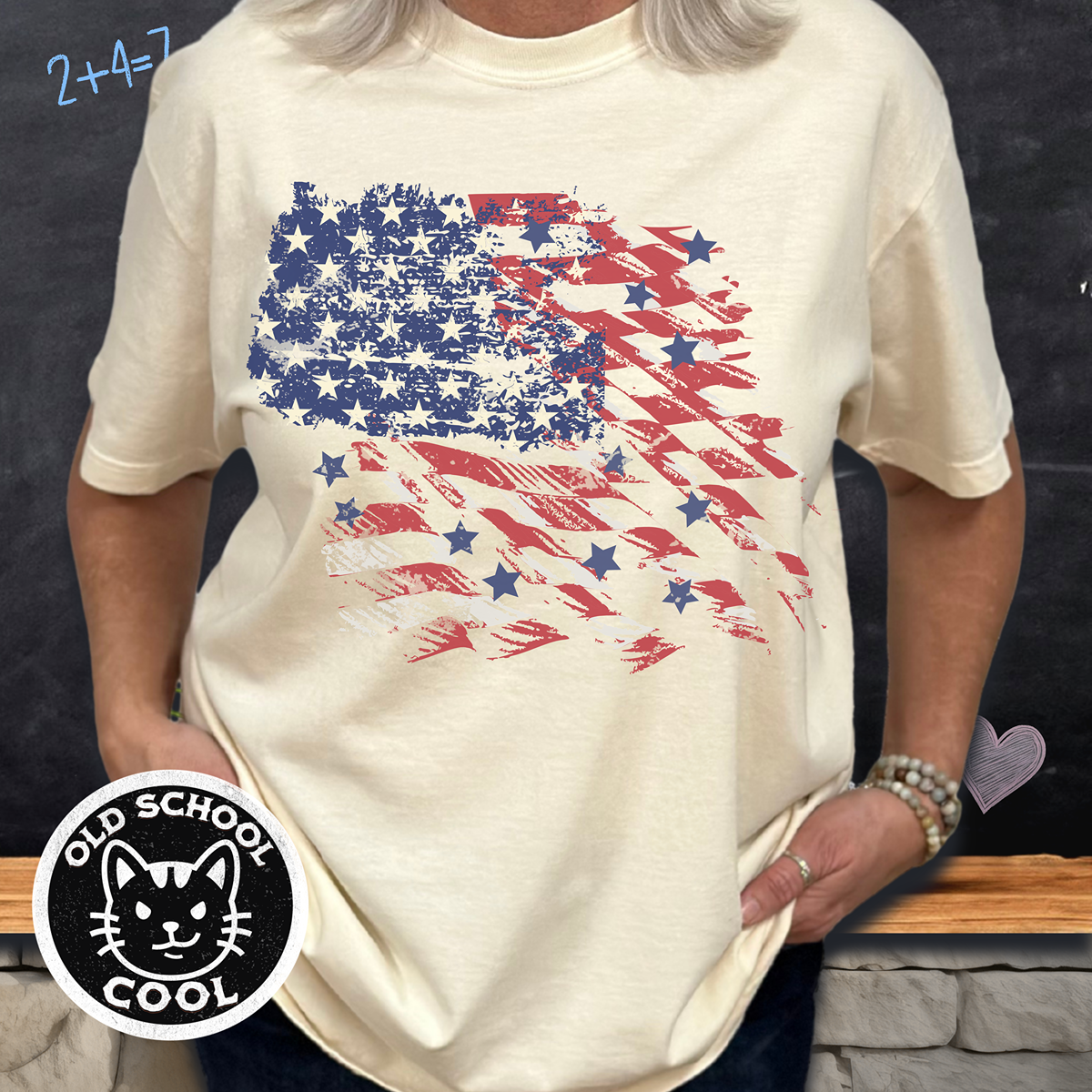Distressed Abstract American Flag Tee