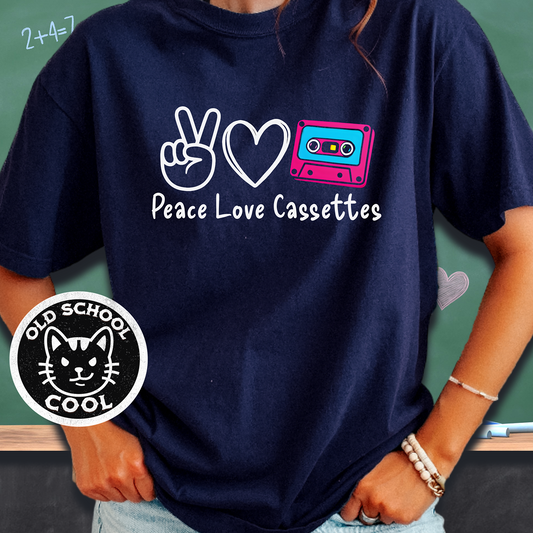 Peace Love Cassettes Retro Tee