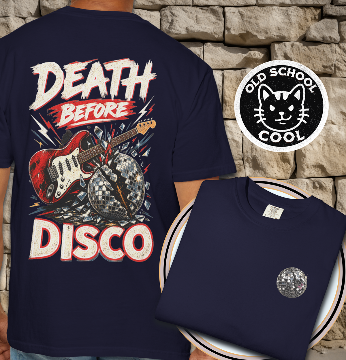 Death Before Disco Tee - Back + Pocket-style Design