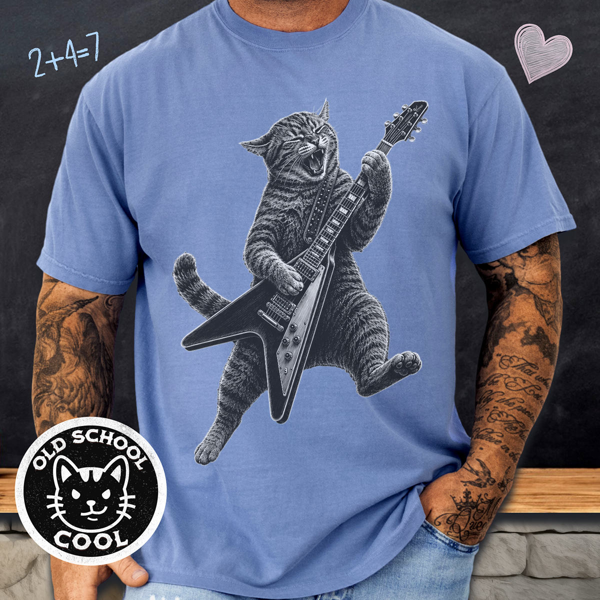 Rock Cat Guitar Player Tee