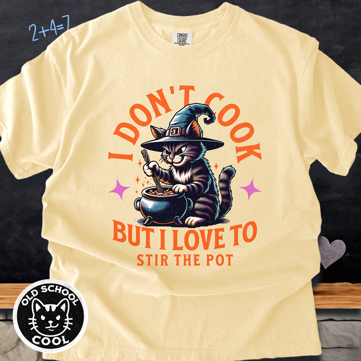 Stir the Pot Cat & Cauldron Tee - Halloween Shirt