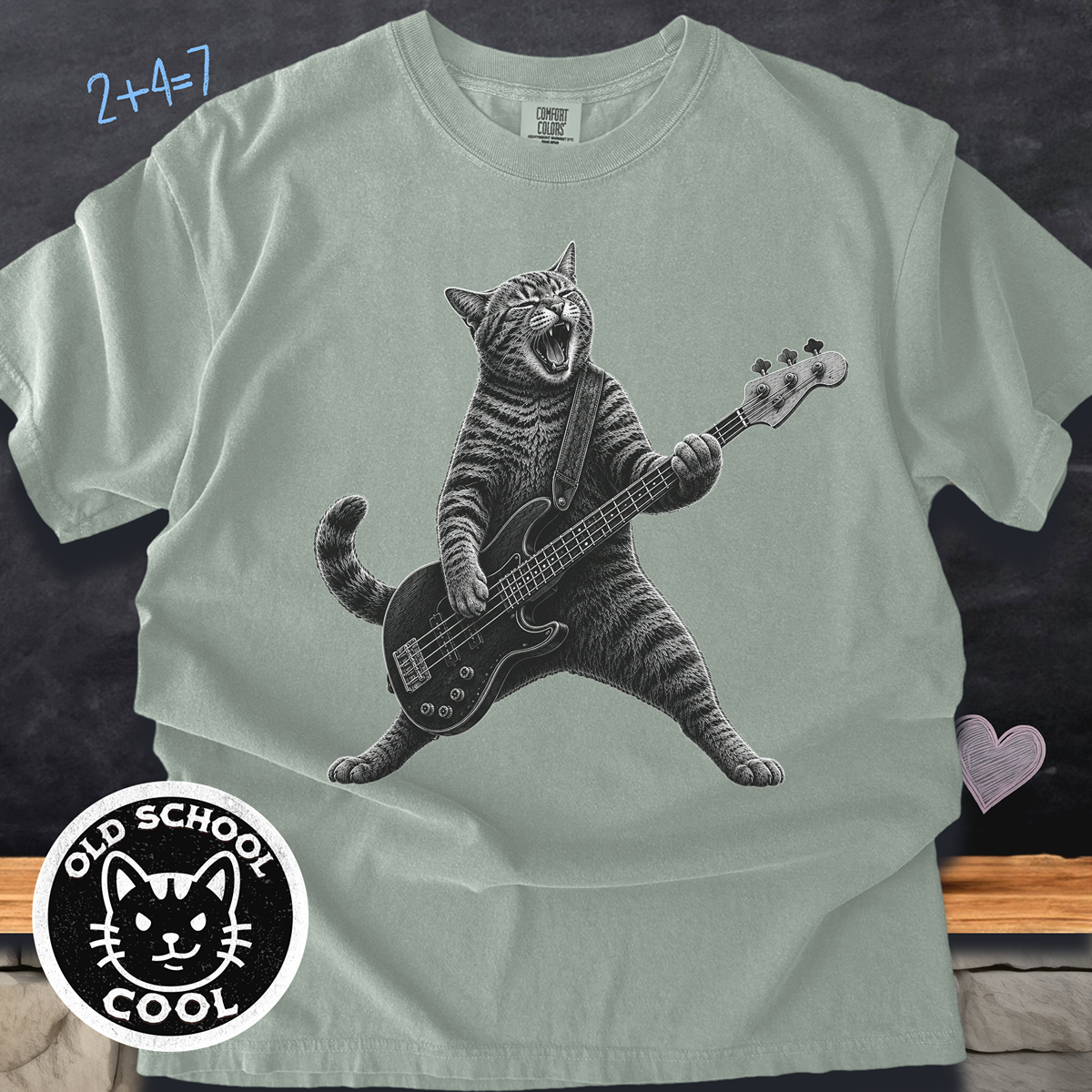 Rock Cat Bass Player Tee