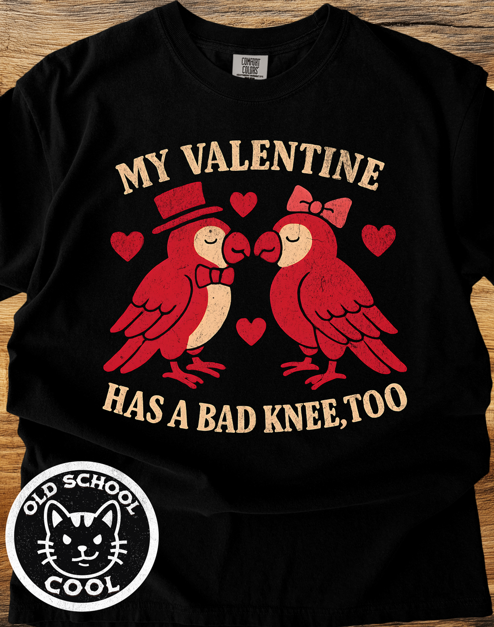 Bad Knee Lovebirds Valentine T-shirt – Old School Cool