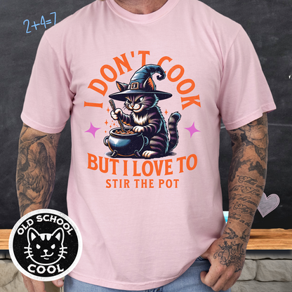 Stir the Pot Cat & Cauldron Tee - Halloween Shirt