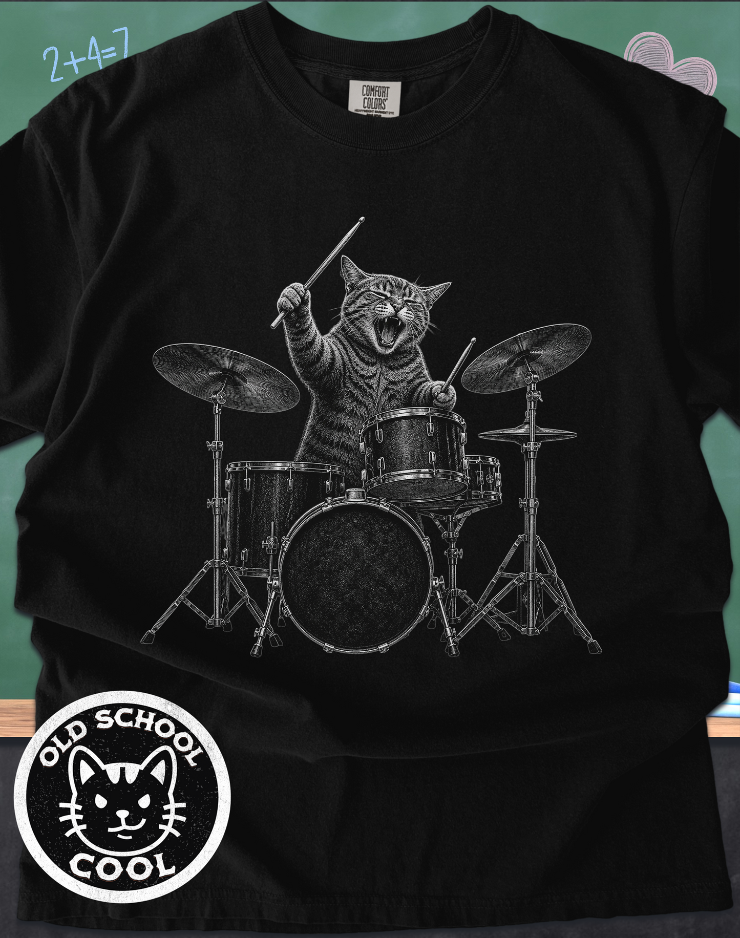 Rock Cat Drummer Tee