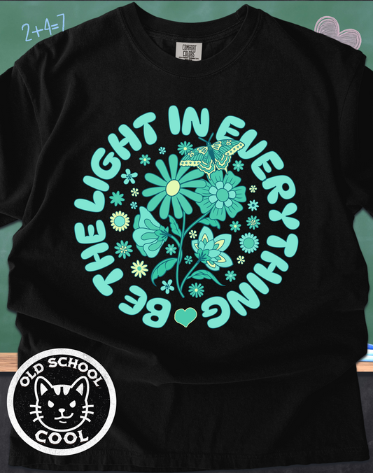 Be The Light Inspirational Boho Floral T-shirt