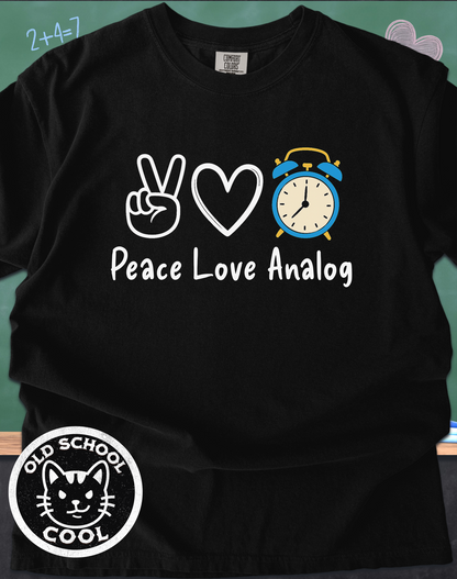 Peace Love Analog Clock Retro Tee