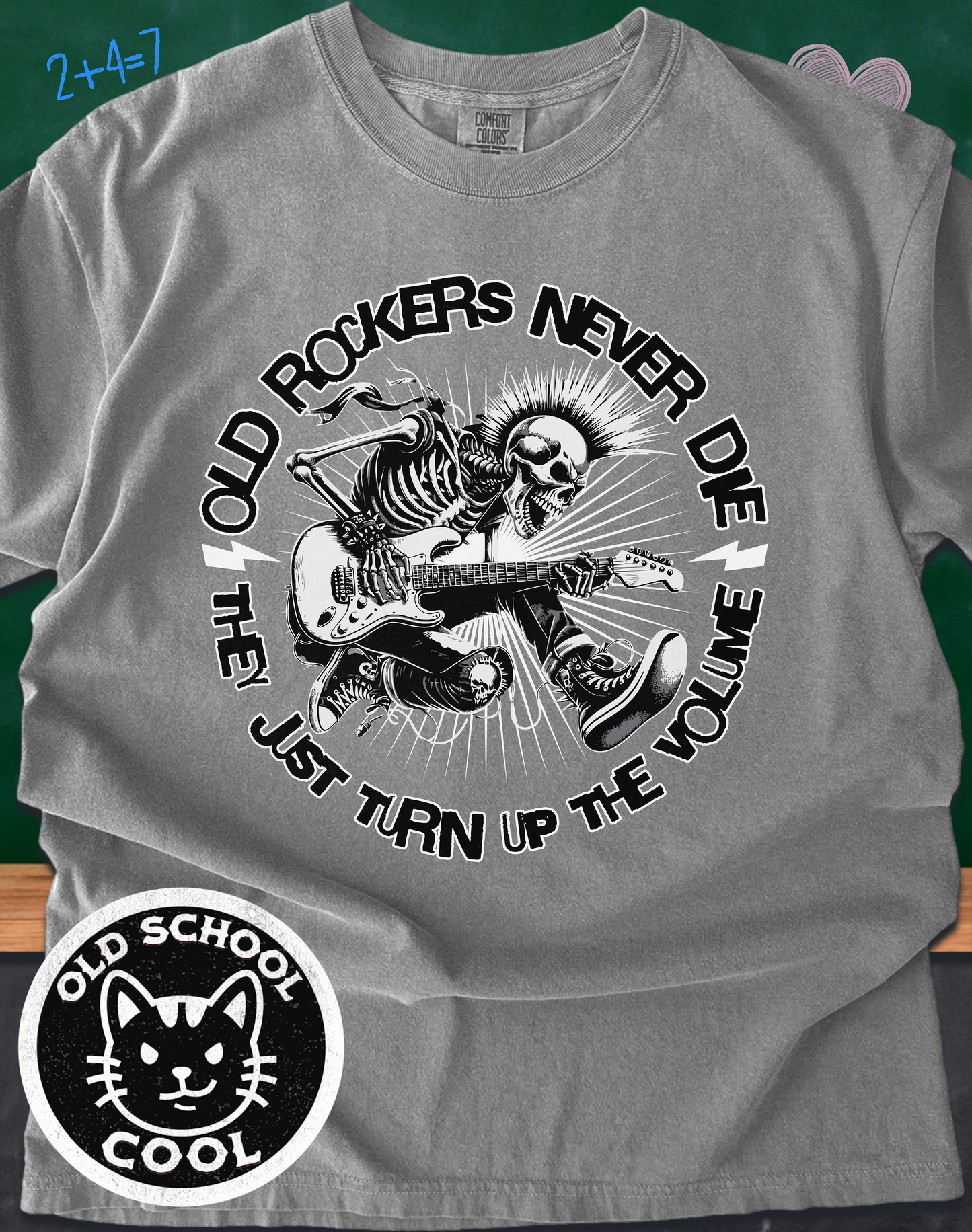 Old Rockers Never Die Tee | Front Graphic