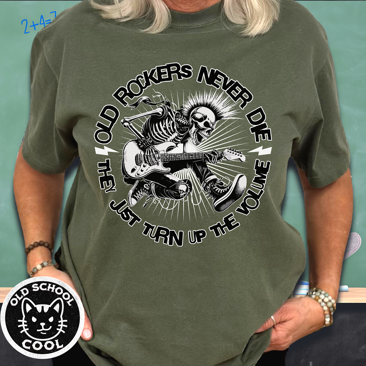 Old Rockers Never Die Tee | Front Graphic