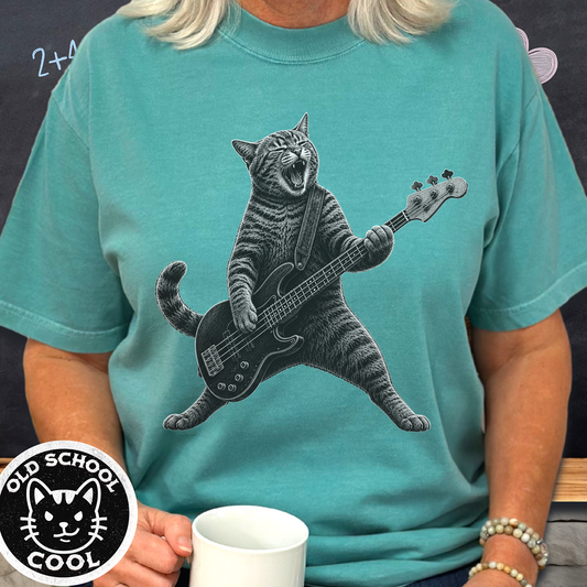 Rock Cat Bass Player Tee