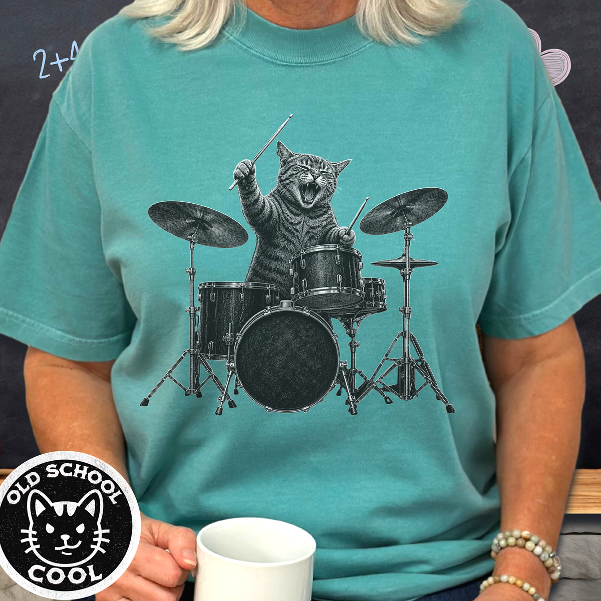 Rock Cat Drummer Tee