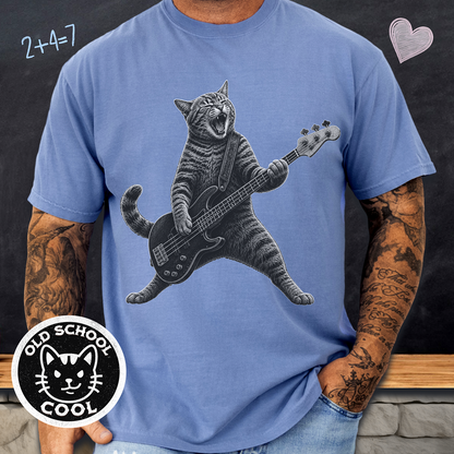 Rock Cat Bass Player Tee
