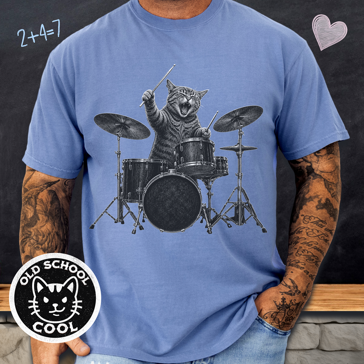 Rock Cat Drummer Tee