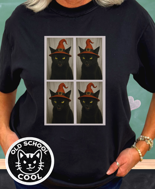 Black Cat Photobooth Tee - Halloween Shirt