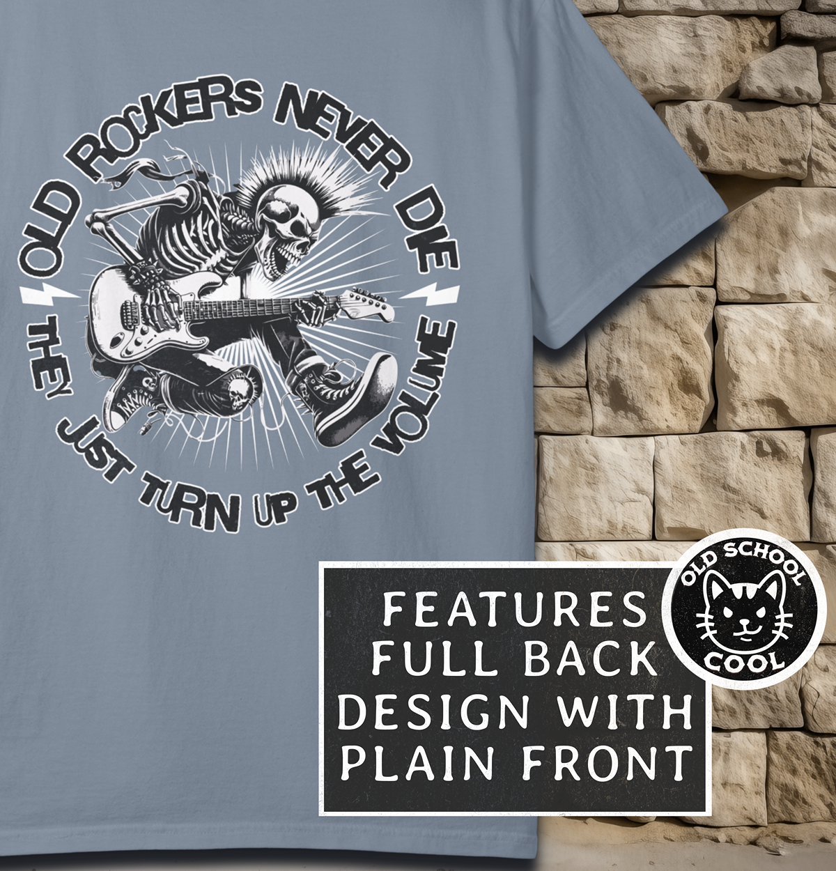 Old Rockers Never Die Tee | Back Graphic
