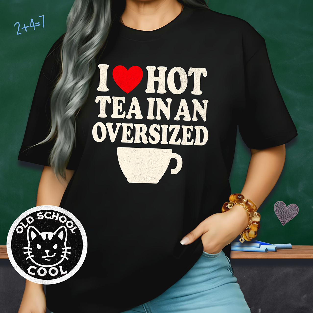 I ❤️ Hot Tea in an Oversized Mug Tee