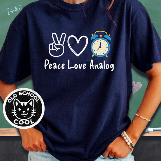 Peace Love Analog Clock Retro T-Shirt